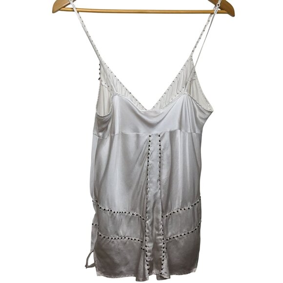 GOLD HAWK 100% Silk Studded Cami Top Moonbeam L Slip Tank Boho Y2K Luxe Designer - Picture 5 of 7